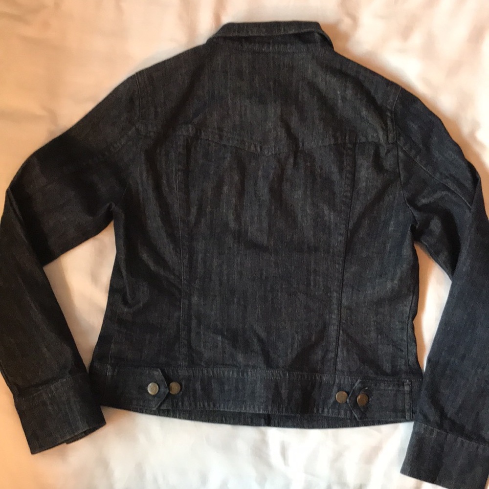 J Crew dark wash stretch denim jacket EUC - Picture 5 of 6